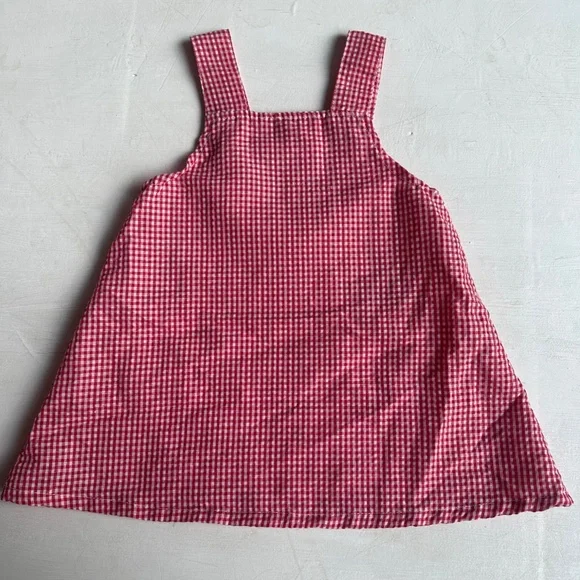Vintage Tiny Tots Red Gingham Plaid Pinafore Overall Dress - Picture 4 of 4
